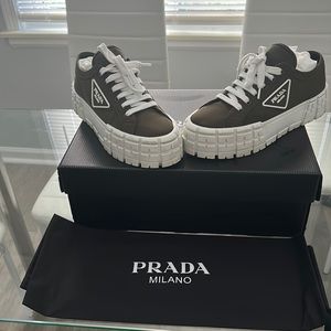 Prada- Double Wheel nylon gabardine sneakers